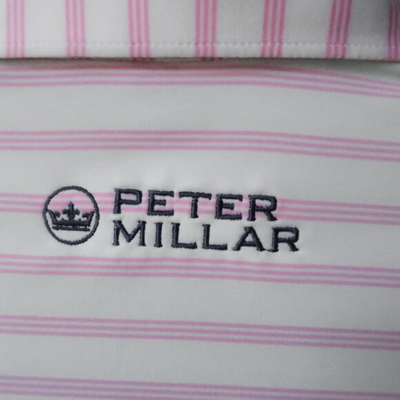 Peter Millar Pink Striped Turtleson Bonita Bay Stretch Polo (M) ⛳️ - Picture 4 of 6